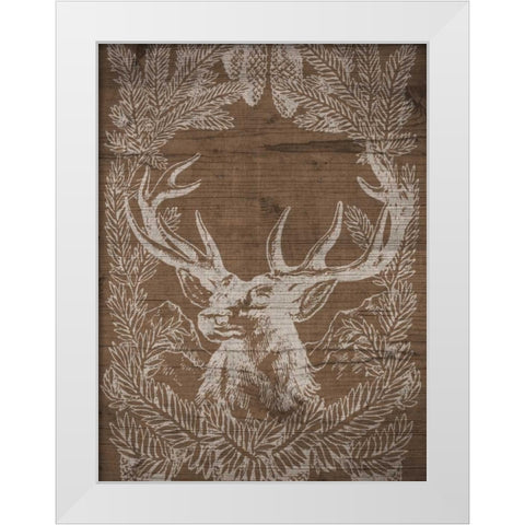 Holiday Deer White Modern Wood Framed Art Print by SD Graphics Studio