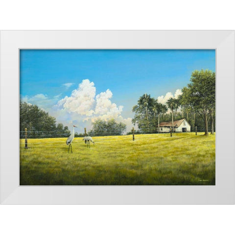 Crane Field White Modern Wood Framed Art Print by Nawrocke, Bruce