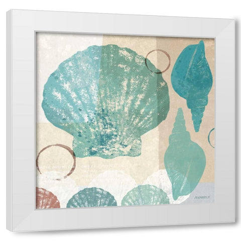 Shell Collage I White Modern Wood Framed Art Print by Meneely, Dan