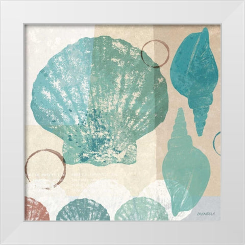 Shell Collage I White Modern Wood Framed Art Print by Meneely, Dan