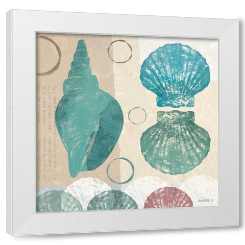 Shell Collage II White Modern Wood Framed Art Print by Meneely, Dan