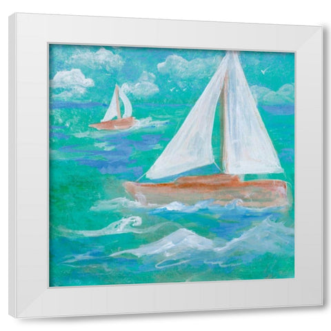 Regatta Winds III White Modern Wood Framed Art Print by Maria, Robin