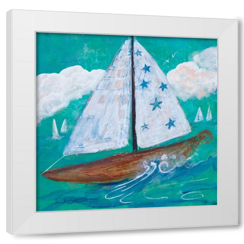 Regatta Winds IV White Modern Wood Framed Art Print by Maria, Robin