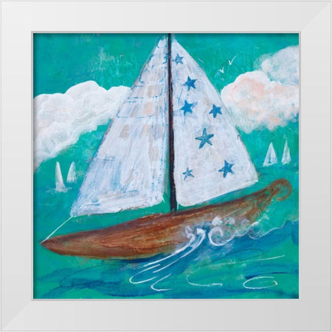 Regatta Winds IV White Modern Wood Framed Art Print by Maria, Robin