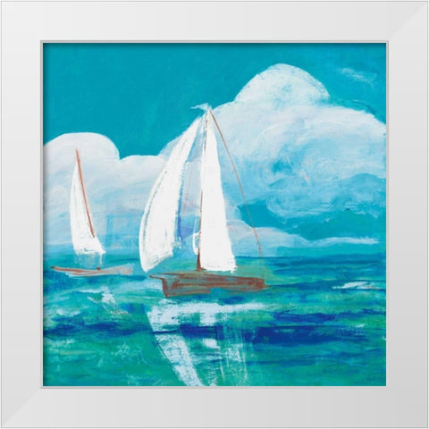 Regatta Winds II White Modern Wood Framed Art Print by Maria, Robin