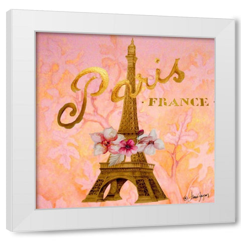 Gold Paris Eiffel White Modern Wood Framed Art Print by Gaynor, Janice