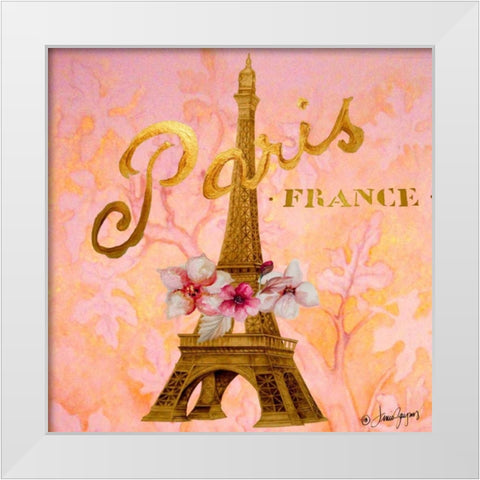 Gold Paris Eiffel White Modern Wood Framed Art Print by Gaynor, Janice