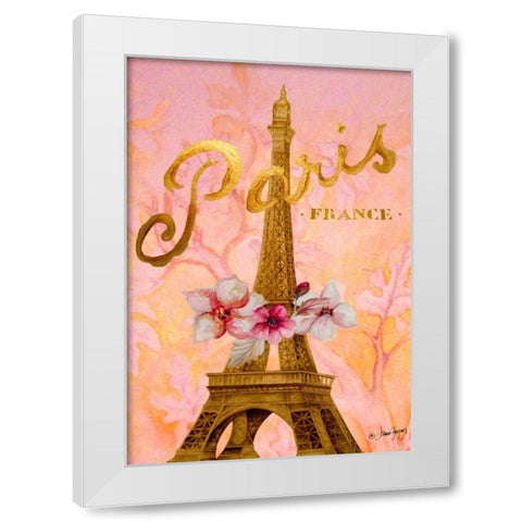 Gold Paris Eiffel Panel White Modern Wood Framed Art Print by Gaynor, Janice