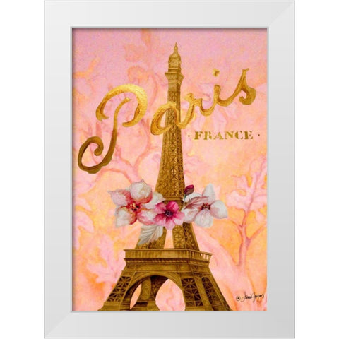 Gold Paris Eiffel Panel White Modern Wood Framed Art Print by Gaynor, Janice