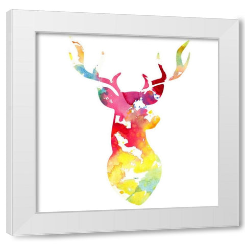 Golden Deer Bust White Modern Wood Framed Art Print by Studio, Sd Graphics