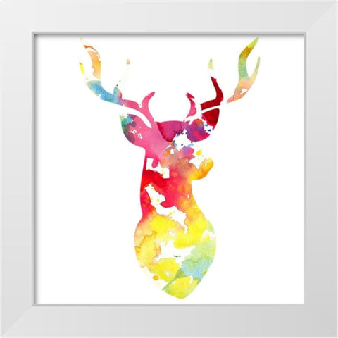 Golden Deer Bust White Modern Wood Framed Art Print by Studio, Sd Graphics