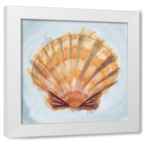 Coastal Treasures on Blue III White Modern Wood Framed Art Print by Josefina