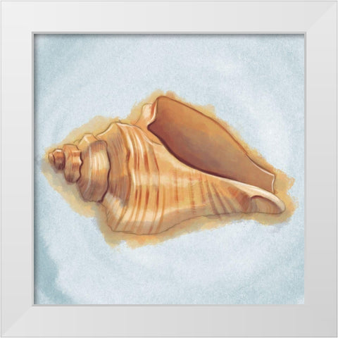Coastal Treasures on Blue IV White Modern Wood Framed Art Print by Josefina