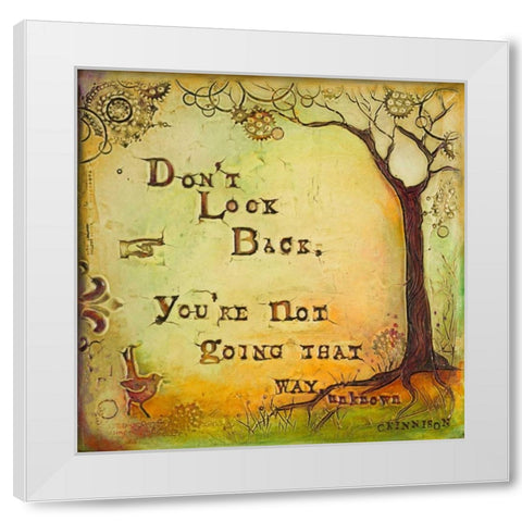 Dont Look Back White Modern Wood Framed Art Print by Kinnison, Carolyn