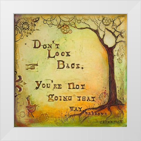 Dont Look Back White Modern Wood Framed Art Print by Kinnison, Carolyn