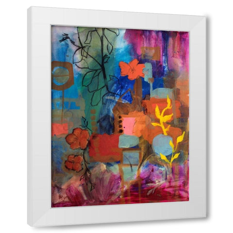Bloom Where You Are White Modern Wood Framed Art Print by Maria, Robin