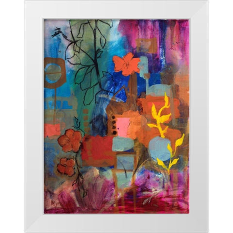 Bloom Where You Are White Modern Wood Framed Art Print by Maria, Robin