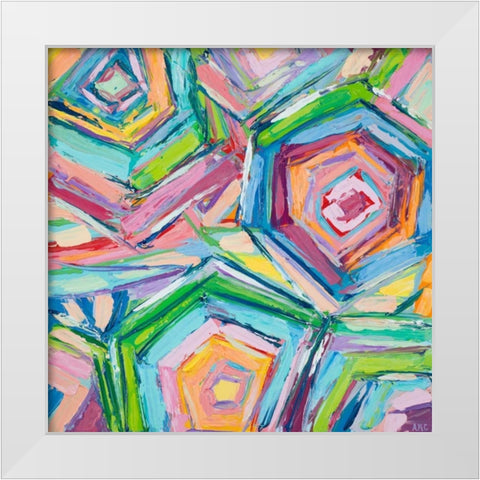 Beach Umbrellas White Modern Wood Framed Art Print by Coolick, Ann Marie