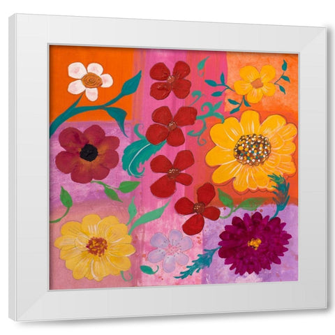 Floral Pattern I White Modern Wood Framed Art Print by Maria, Robin
