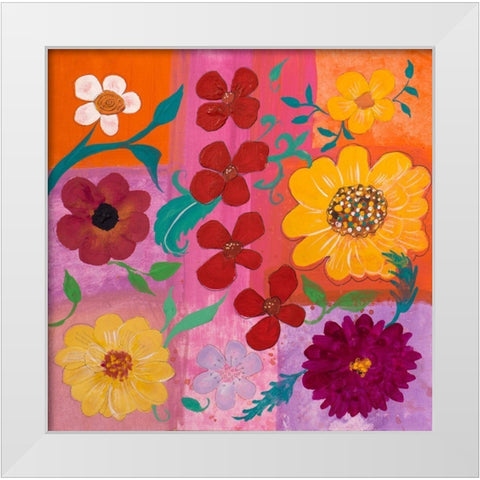 Floral Pattern I White Modern Wood Framed Art Print by Maria, Robin