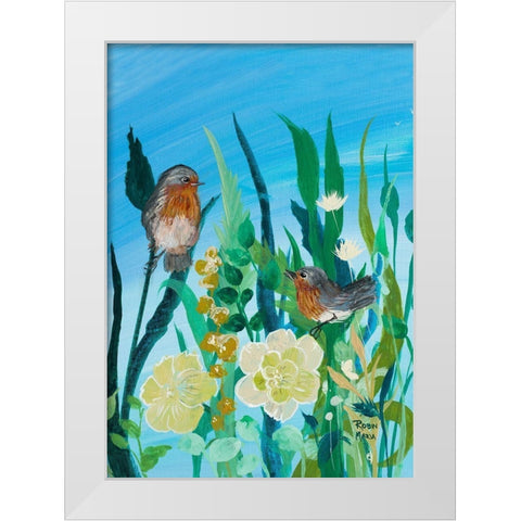 Awaiting Song White Modern Wood Framed Art Print by Maria, Robin