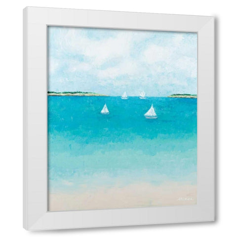 Baby Beach Sailboats White Modern Wood Framed Art Print by Coolick, Ann Marie
