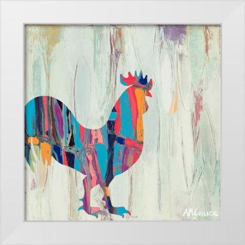 Rhizome Rooster White Modern Wood Framed Art Print by Coolick, Ann Marie
