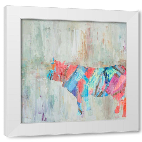 Muted Rhizome Cow White Modern Wood Framed Art Print by Coolick, Ann Marie