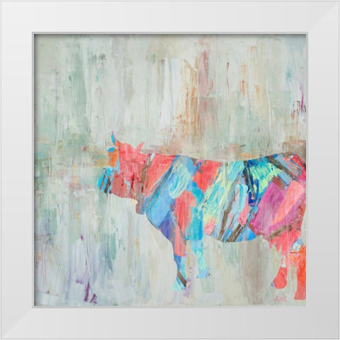 Muted Rhizome Cow White Modern Wood Framed Art Print by Coolick, Ann Marie