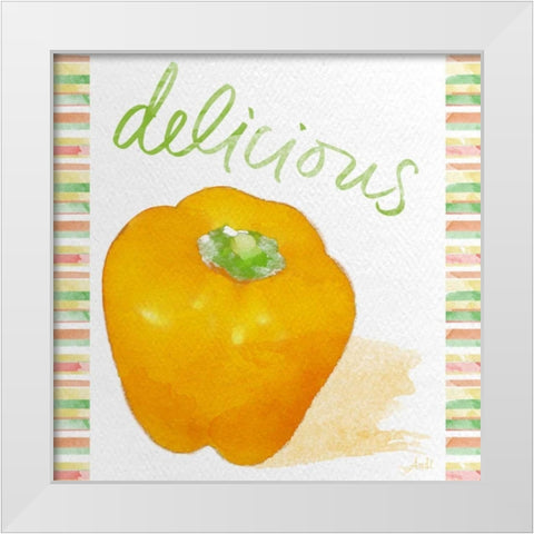 Watercolor Pepper I White Modern Wood Framed Art Print by Metz, Andi
