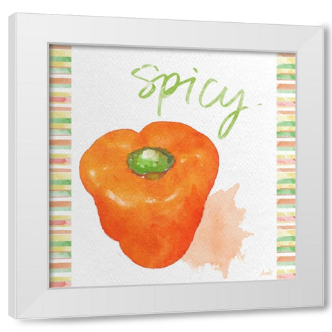 Watercolor Pepper II White Modern Wood Framed Art Print by Metz, Andi