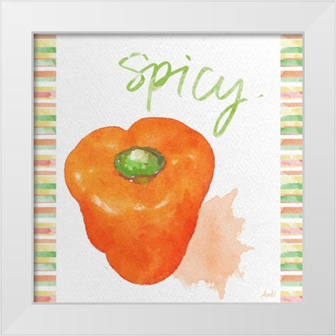 Watercolor Pepper II White Modern Wood Framed Art Print by Metz, Andi