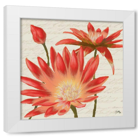 Flowers with Script I White Modern Wood Framed Art Print by Medley, Elizabeth