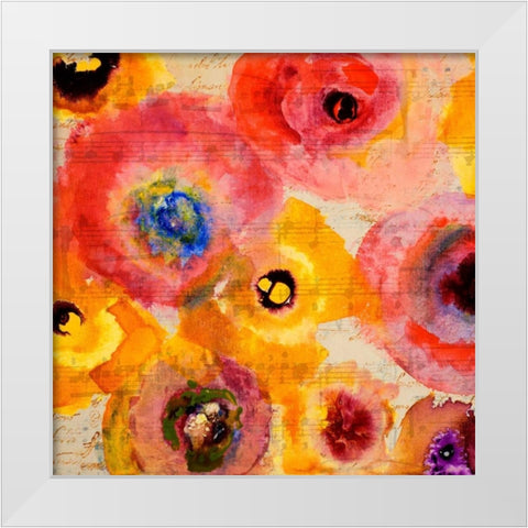 Red Musical Floral White Modern Wood Framed Art Print by Loreth, Lanie