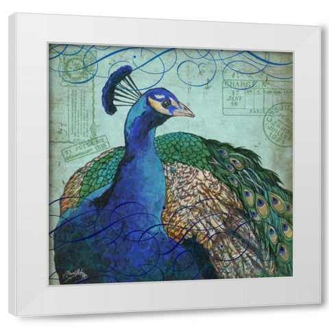 Parisian Peacock I White Modern Wood Framed Art Print by Medley, Elizabeth