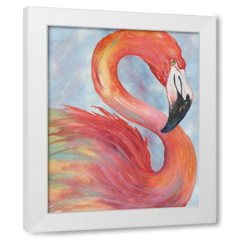 Tropical Flamingo White Modern Wood Framed Art Print by Medley, Elizabeth