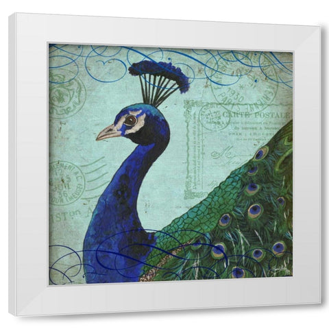 Parisian Peacock II White Modern Wood Framed Art Print by Medley, Elizabeth