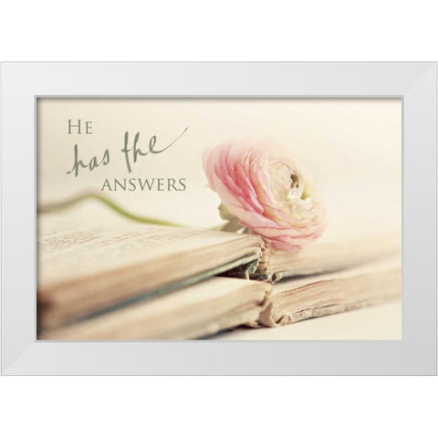 He has the Answers White Modern Wood Framed Art Print by Gardner, Sarah