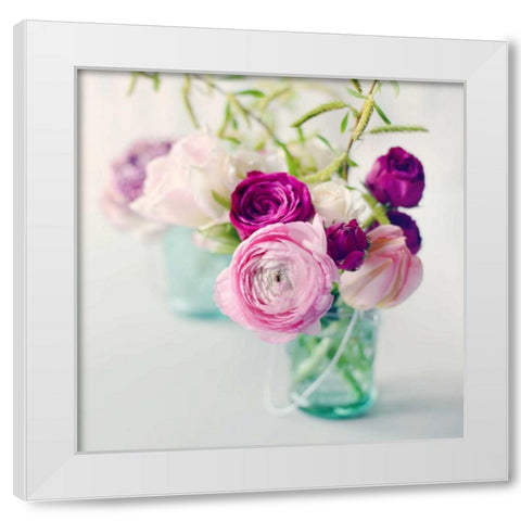 Pink Ranunculus White Modern Wood Framed Art Print by Gardner, Sarah