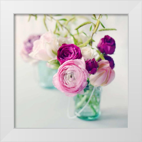 Pink Ranunculus White Modern Wood Framed Art Print by Gardner, Sarah
