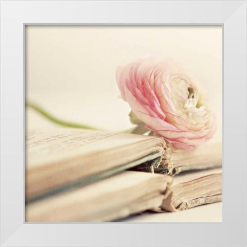Peony Books Square White Modern Wood Framed Art Print by Gardner, Sarah
