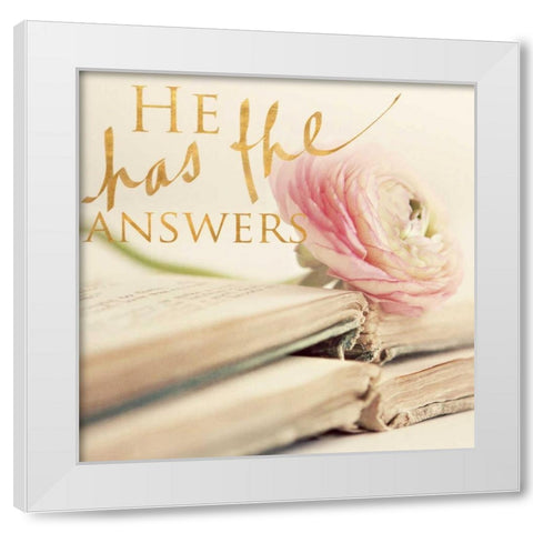 He has the Answers White Modern Wood Framed Art Print by Gardner, Sarah