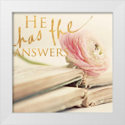 He has the Answers White Modern Wood Framed Art Print by Gardner, Sarah