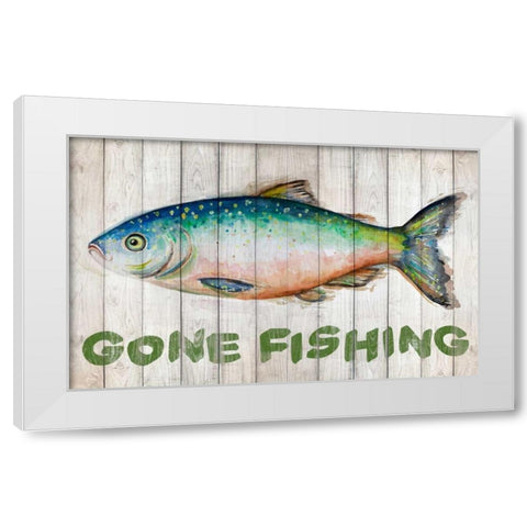 Watercolor Fish on Wood I White Modern Wood Framed Art Print by Pinto, Patricia