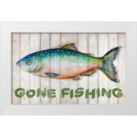 Watercolor Fish on Wood I White Modern Wood Framed Art Print by Pinto, Patricia
