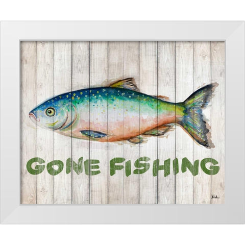 Watercolor Fish on Wood I White Modern Wood Framed Art Print by Pinto, Patricia