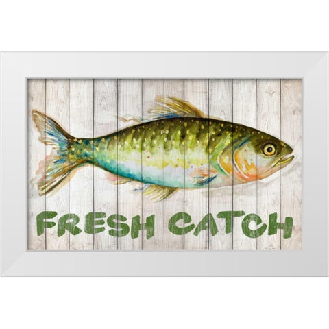Watercolor Fish on Wood II White Modern Wood Framed Art Print by Pinto, Patricia