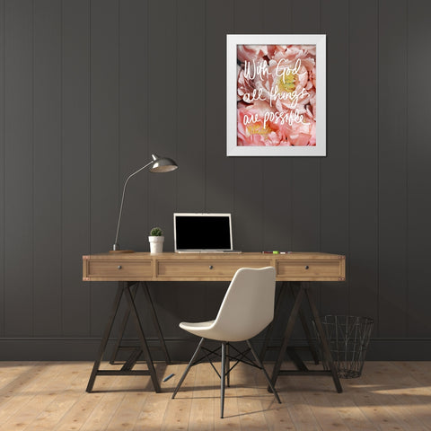 With God all things are possible White Modern Wood Framed Art Print by Gardner, Sarah