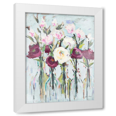 Violet Romantic Blossoms White Modern Wood Framed Art Print by Slivka, Jane