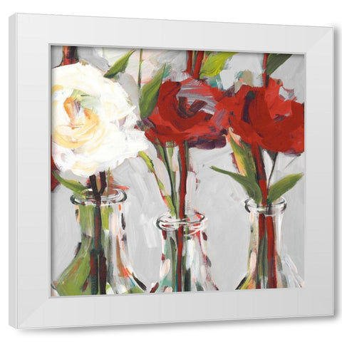 Red Romantic Blossoms I White Modern Wood Framed Art Print by Slivka, Jane